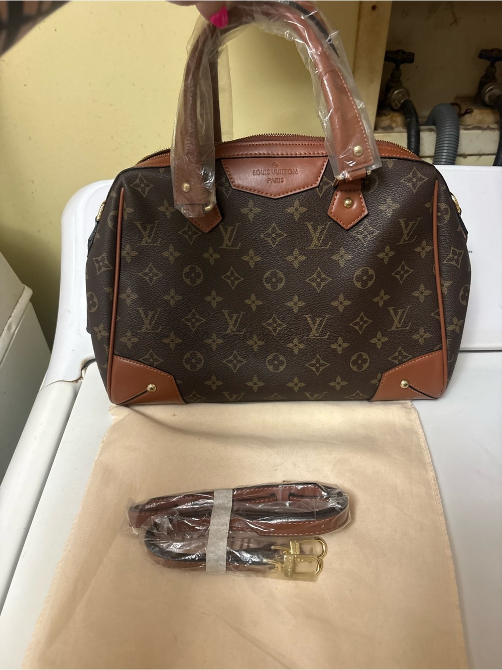 Designer inspired Brown Monogram Canvas Satchel Bag